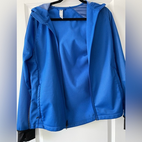 Adidas Climastorm Hooded Jacket Blue Size M Unisex Full Zip Water Resistant - Picture 9 of 9